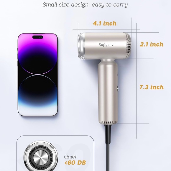 Quiet Mini Ionic Blow Dryer with Magnetic Diffuser - Picture 4 of 7